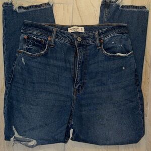 Abercrombie & Fitch curve love Dark Blue Distressed Denim Jeans